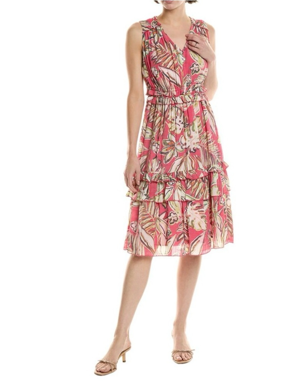 Nanette Lepore Hot Pink Lined Floral Dress Size 10